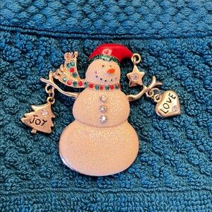 Festive Snowman Brooch with Charms